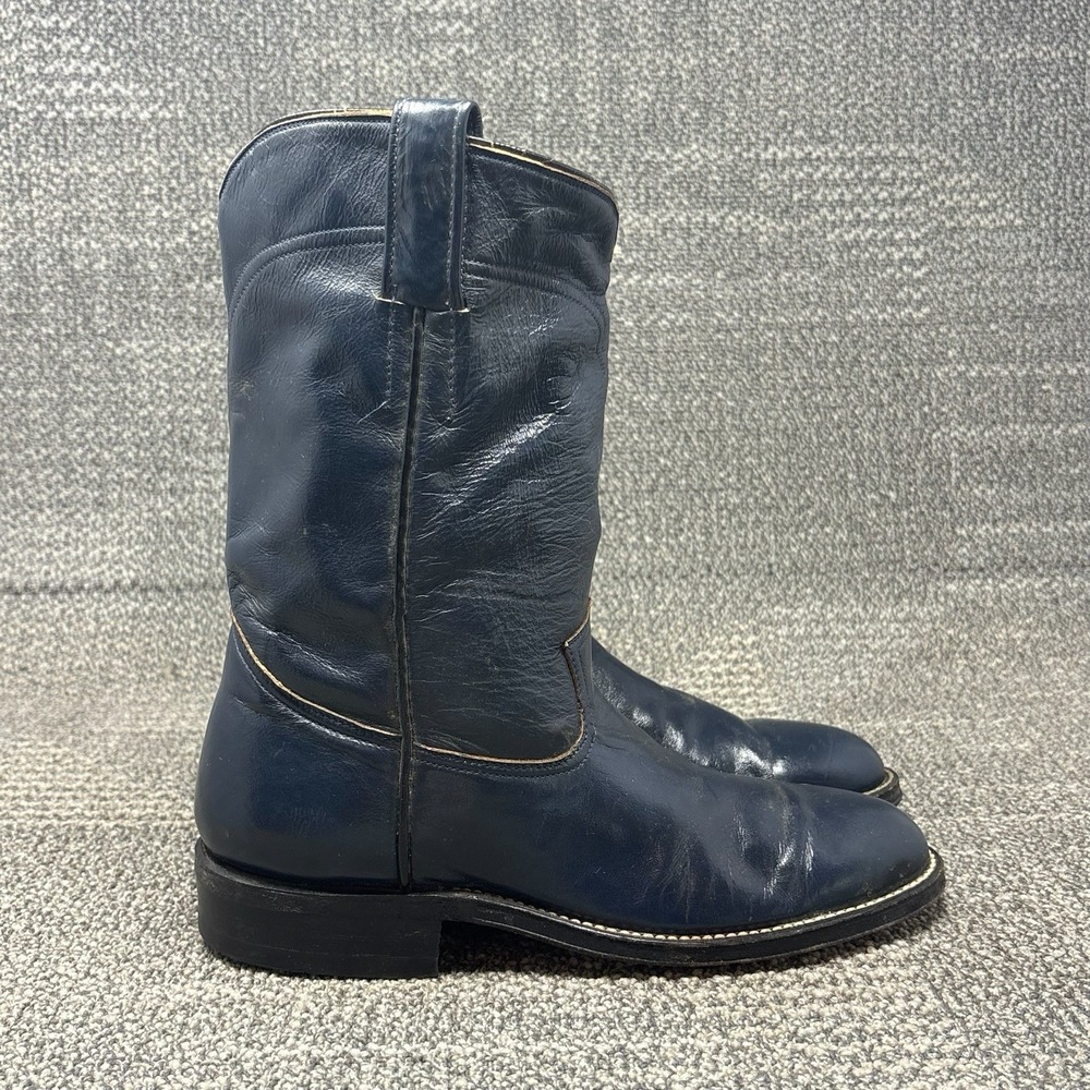 Vintage Cowtown 2804 Cowboy Boots Men's 8 N Navy Blue Leather Western USA